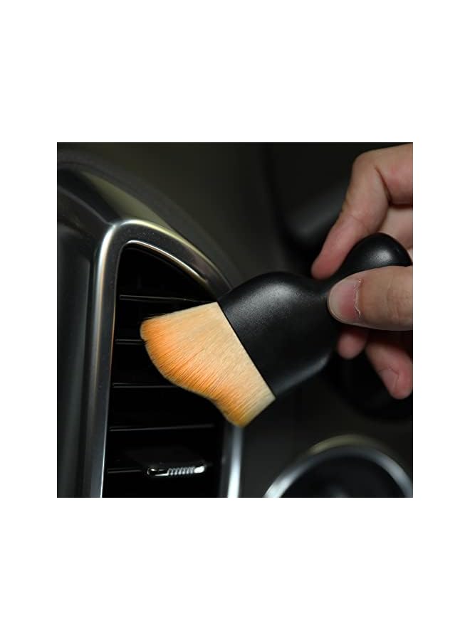 Car Interior Detailing Brush,Soft Bristle Cleaning Brush Car Detailing Brush Dusting Brush,Car Interior Cleaning Tool,Auto Detail Brush Car Dash Duster Brush (Brown with Cap) - Image 3