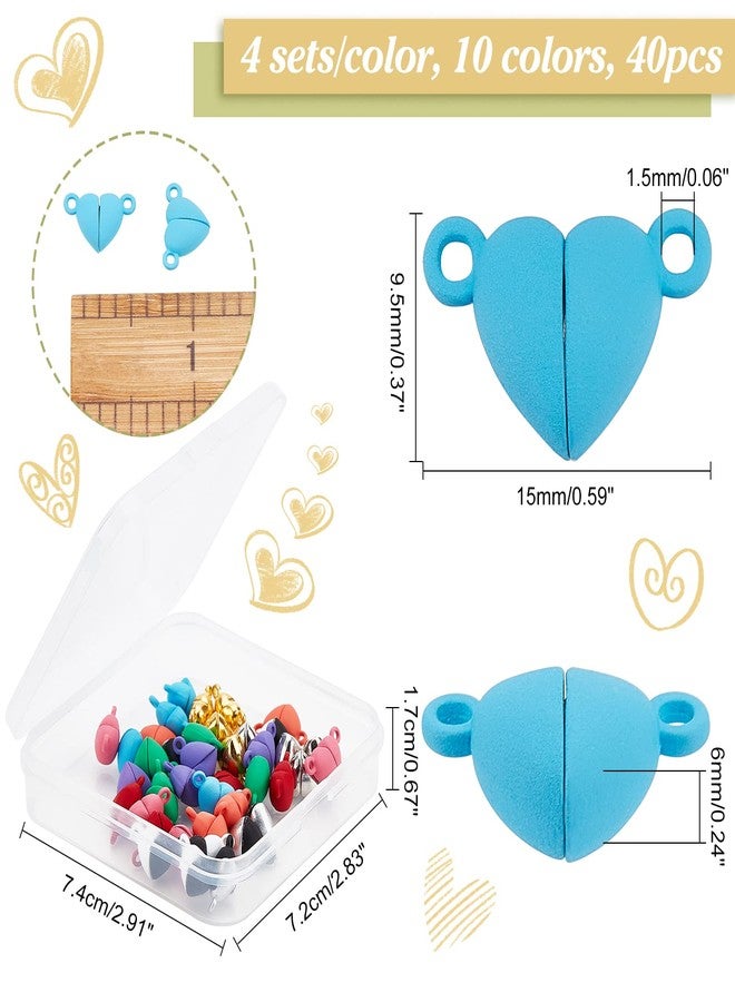 CHGCRAFT 40 Sets 10 Colors Heart Shaped Magnetic Clasps for Jewelry Magnetic Breakaway Clasp Converter for DIY Couple Bracelet Necklace Making Jewelry Accessories, 15x9.5x6mm - Image 2