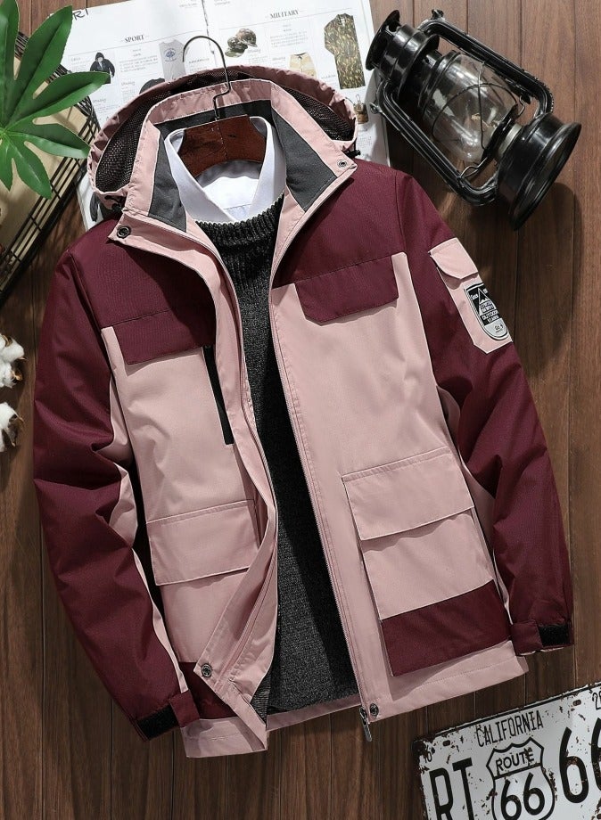 Loquat Women's Lightweight Windbreaker Rain Jacket Raincoat with Hood for Hiking Fishing Activewear Coral Red/Pink  - Image 1