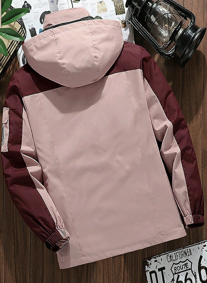 Loquat Women's Lightweight Windbreaker Rain Jacket Raincoat with Hood for Hiking Fishing Activewear Coral Red/Pink  - Image 2