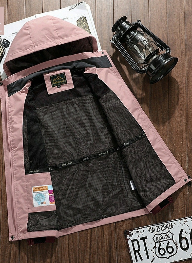 Loquat Women's Lightweight Windbreaker Rain Jacket Raincoat with Hood for Hiking Fishing Activewear Coral Red/Pink  - Image 3