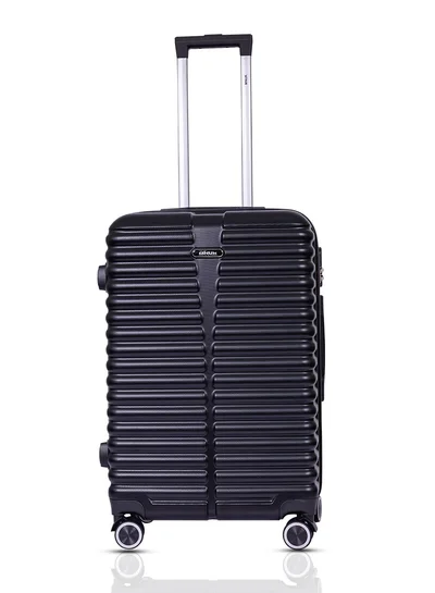 MNUK Destiny Checked Luggage | Hardside Soft Handle Trolley with TSA Lock |Double 360° 8 Wheeler| Medium-24 Inch, Black