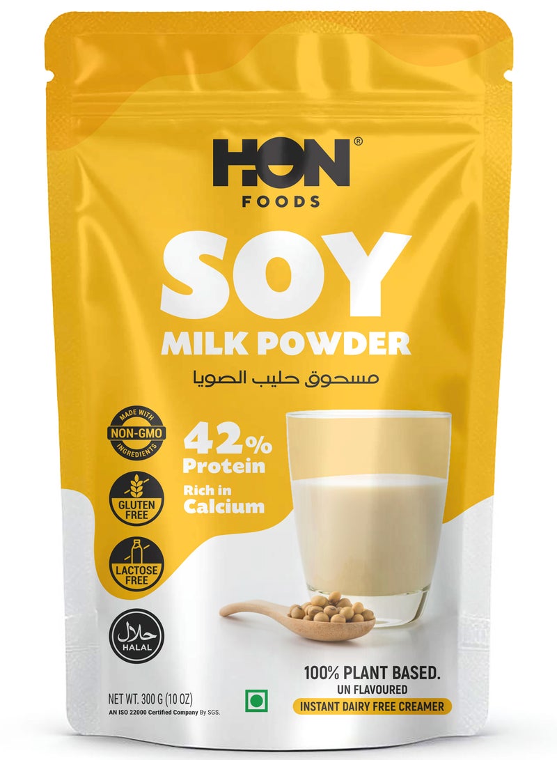 HON FOODS SOYA Milk Powder [Plant-Based / Milk Alternative, Non-GMO & 49% Protein] Pack of 300 gm - Image 1