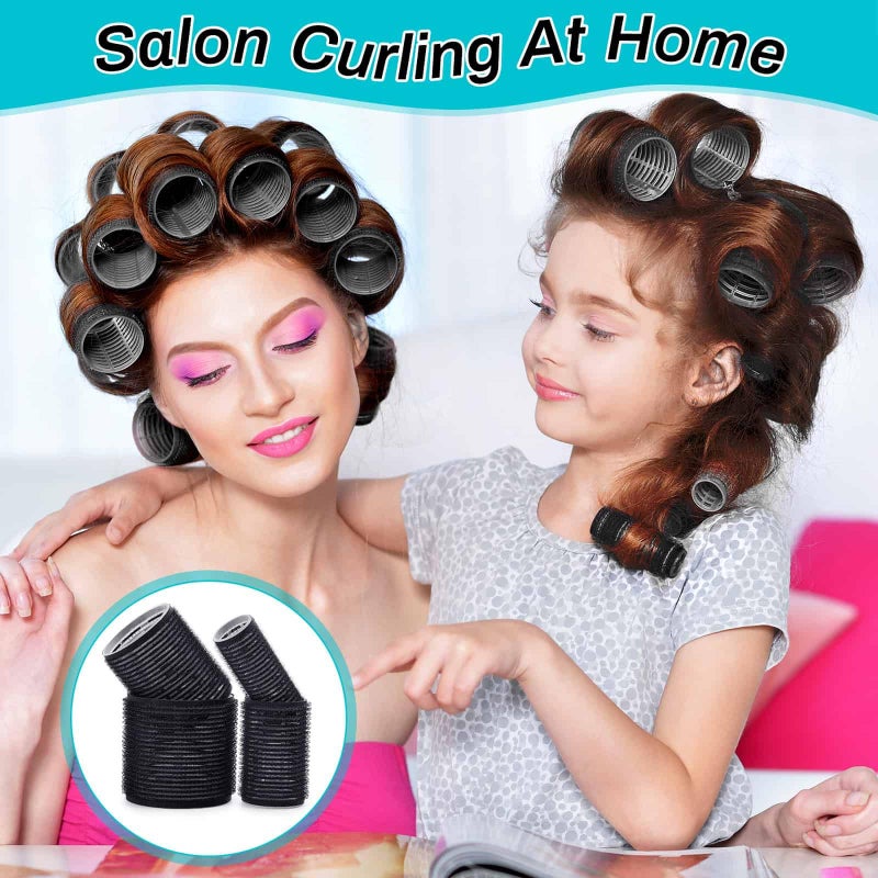 Selizo Hair Curlers 36 Pcs Set with 24Pcs Hair Curlers 4 Sizes and 12 Pcs Hair Clips for Long Medium Short Thick Hair, Black - Image 2
