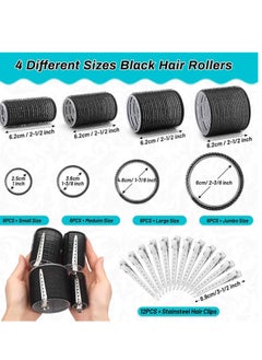 Selizo Hair Curlers 36 Pcs Set with 24Pcs Hair Curlers 4 Sizes and 12 Pcs Hair Clips for Long Medium Short Thick Hair, Black - pzsku/Z672AD6A665A2E006373FZ/45/_/1732634298/1b58f813-441f-44f6-80de-39f7a81a63de