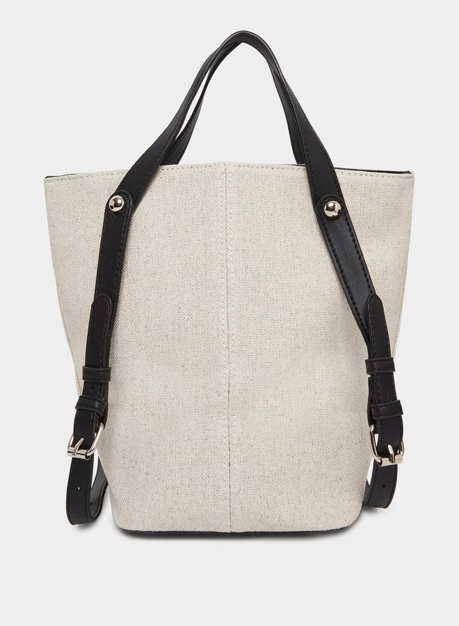Styli White Textured Tote Bag with Adjustable Strap - Image 2