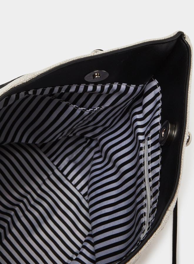 Styli White Textured Tote Bag with Adjustable Strap - Image 4