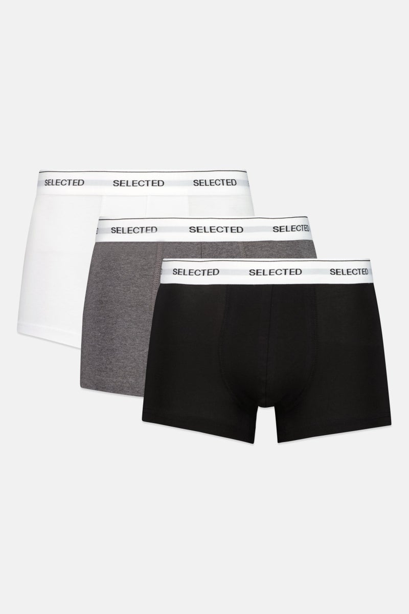Selected Homme Men 3 Pcs Brand Logo Trunks, Multicolor - Image 1