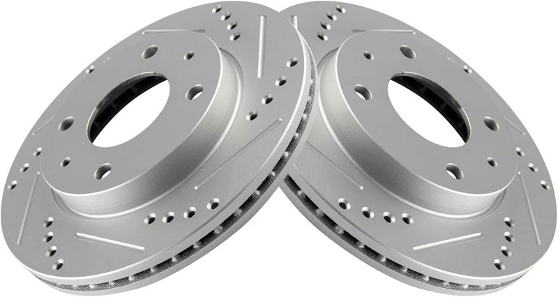 TRQ Front Brake Rotor Set G Coated Vented Drilled and Slotted Compatible with 1998-2006 Hyundai Elantra 1998-2001 Tiburon 1999-2000 Sonata - Image 2