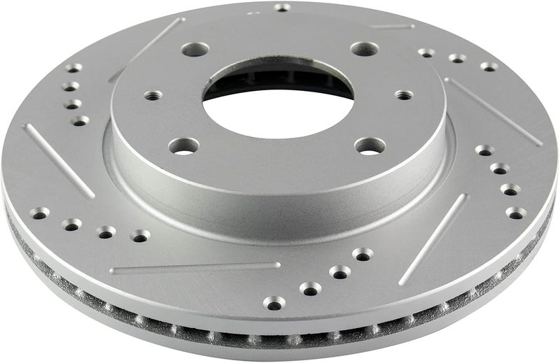 TRQ Front Brake Rotor Set G Coated Vented Drilled and Slotted Compatible with 1998-2006 Hyundai Elantra 1998-2001 Tiburon 1999-2000 Sonata - Image 4