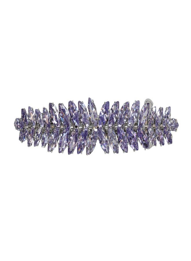 Faship Gorgeous Lavender CZ Crystal floral Hair Barrette Clip - Image 1