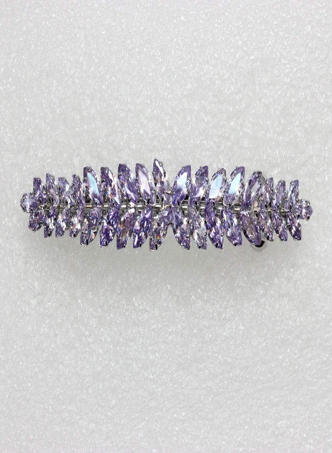 Faship Gorgeous Lavender CZ Crystal floral Hair Barrette Clip - Image 2