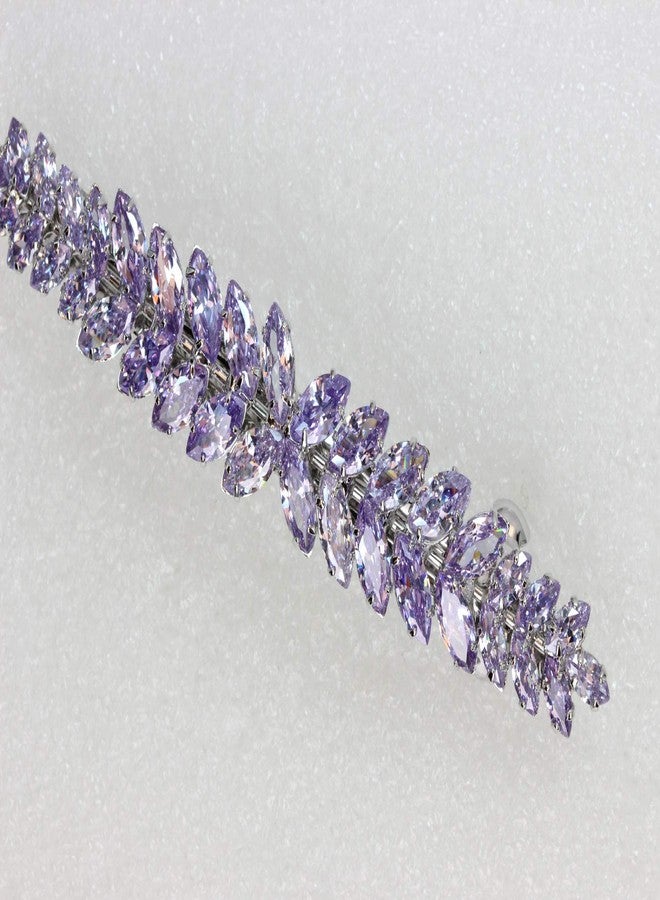 Faship Gorgeous Lavender CZ Crystal floral Hair Barrette Clip - Image 3