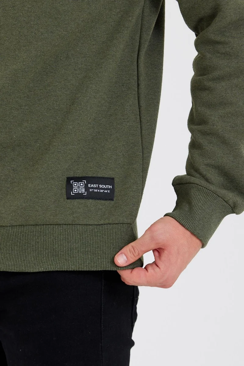 mmetalic Crew Neck Label Detail Cotton Inside Men's Sweatshirt