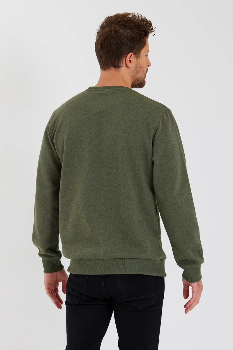 mmetalic Crew Neck Label Detail Cotton Inside Men's Sweatshirt