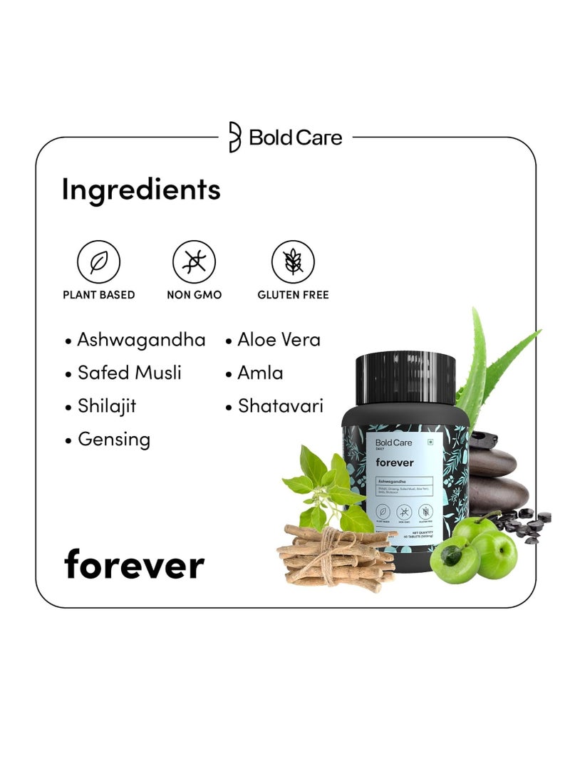 Bold Care 60 Capsules Ashwagandha and Shilajit  Stamina Booster Supplements for Men  All Natural Safed Musli Shatavari and  More  - Image 3