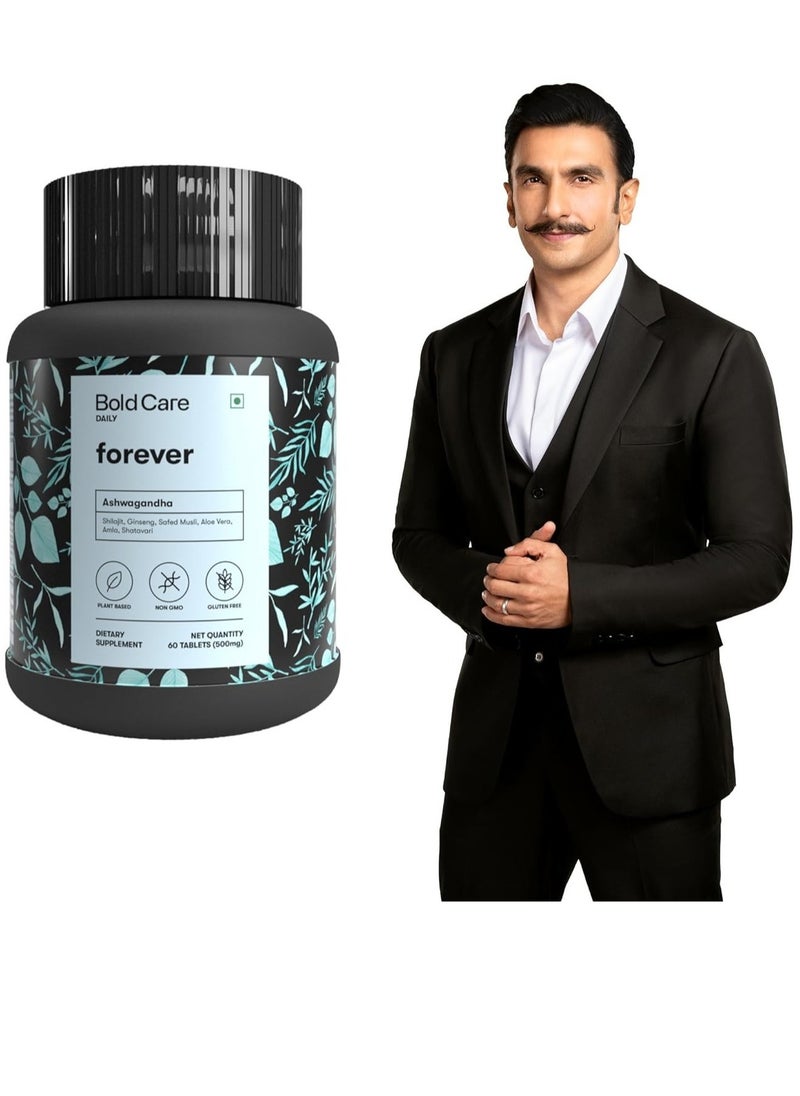 Bold Care 60 Capsules Ashwagandha and Shilajit  Stamina Booster Supplements for Men  All Natural Safed Musli Shatavari and  More  - Image 1