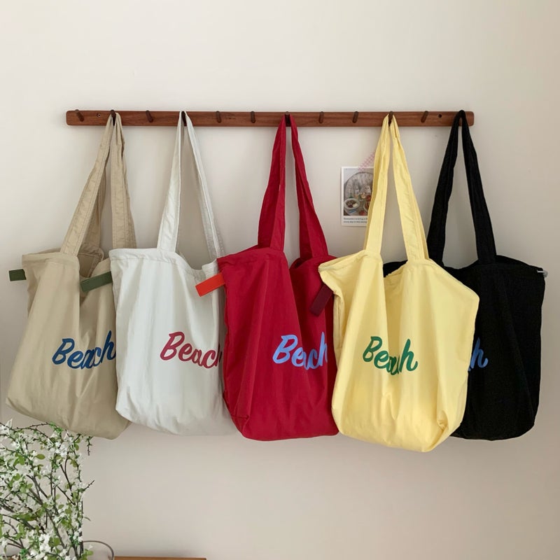 Bag Women'S Korean-Style Letter Printing Shoulder Casual All-Match Drawstring Tote Bag Large Capacity - Image 2
