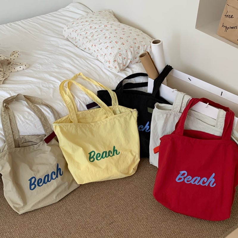 Bag Women'S Korean-Style Letter Printing Shoulder Casual All-Match Drawstring Tote Bag Large Capacity - Image 3