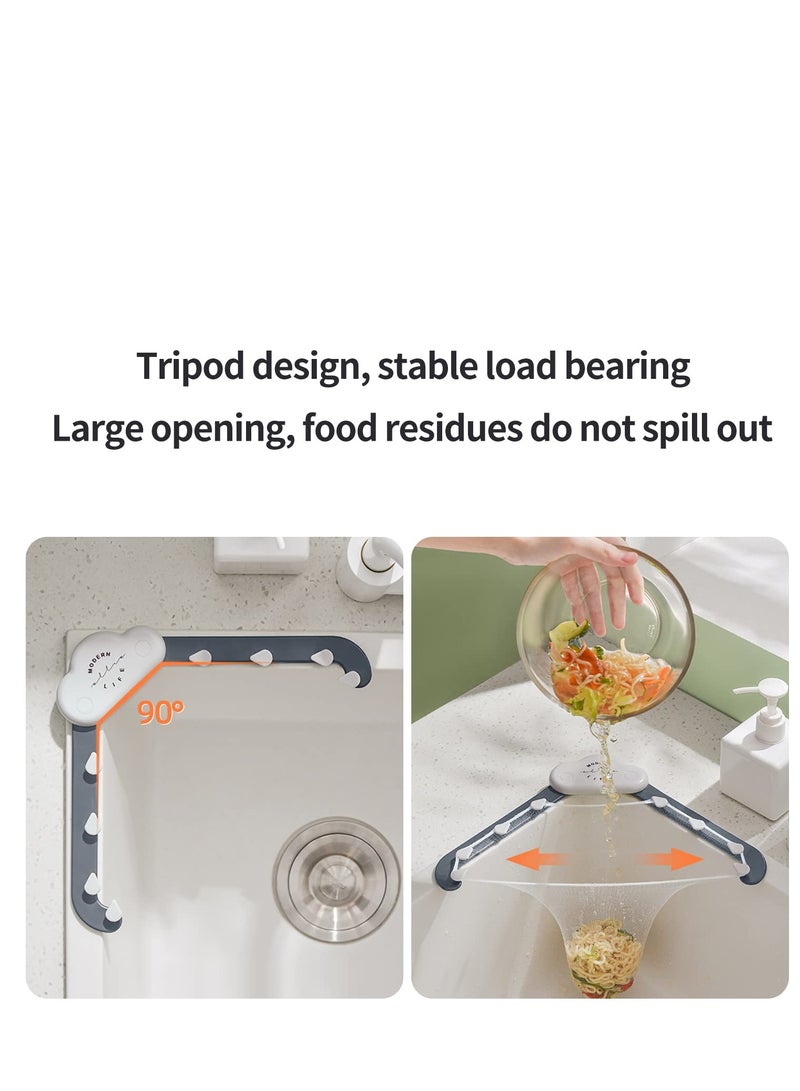 KASTWAVE Kitchen Triangle Sink Strainer, Foldable Bracket Sink Strainer,Kitchen Leftovers Filter, with a Gray Triangular Rack and 100PCS Large Size Filtering Mesh Bags (Grey) - Image 5