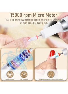 Bukela Rechargeable Cordless Electric Nail Drill Kit, Professional Electric Nail Filer for Acrylic Gel Dip Powder Nails, 3 Speeds 15000RPM, Reversible Direction, Portable Manicure Pedicure Tool  - Image 3