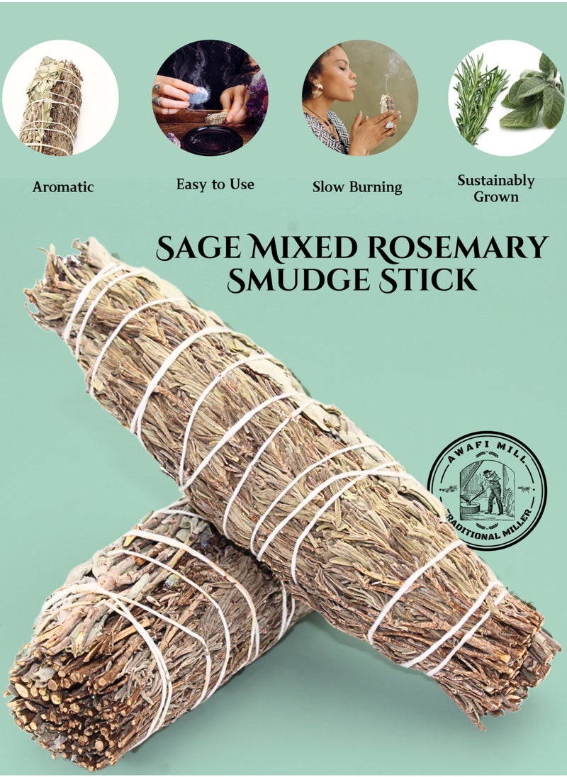 AWAFI MILL White Sage with Rosemary Smudge Stick | Purifying Aromatic Blend for Refreshing Spaces
