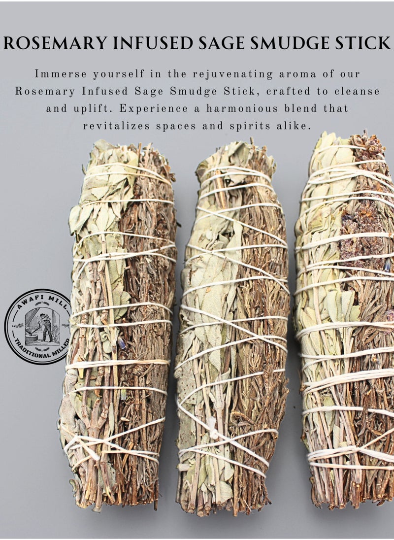 AWAFI MILL White Sage with Rosemary Smudge Stick | Purifying Aromatic Blend for Refreshing Spaces
