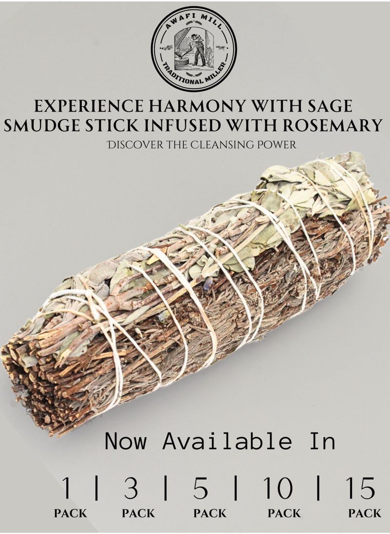 AWAFI MILL White Sage with Rosemary Smudge Stick | Purifying Aromatic Blend for Refreshing Spaces