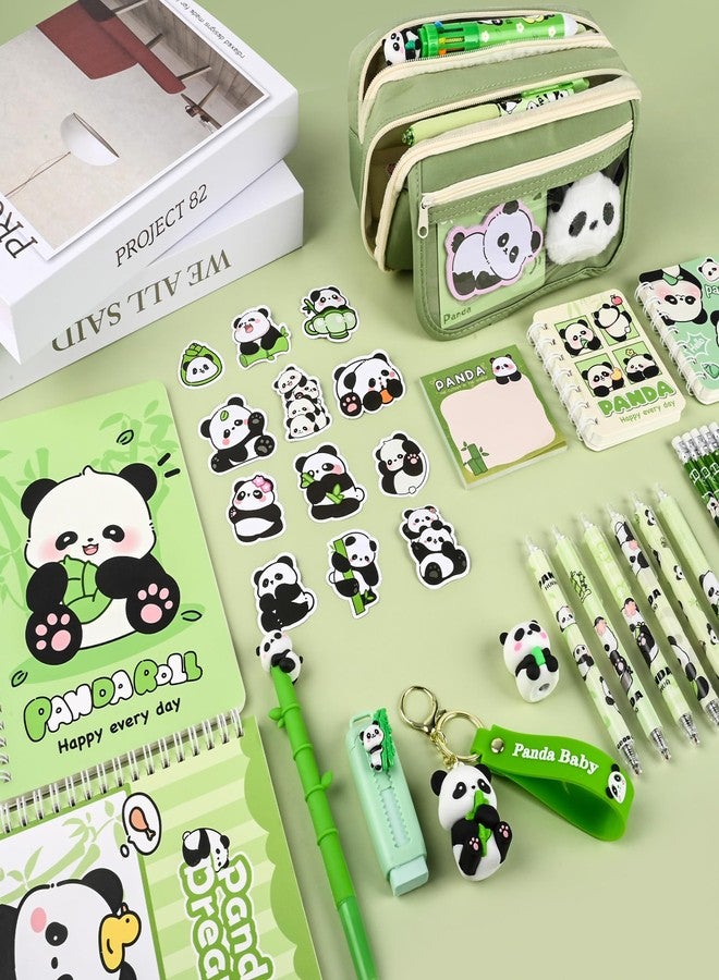 Ulema 78Pcs Cute Stationery Set Cartoon Panda Birthday Gifts for Boys Girls Back to School and Classroom Rewards Office Supplies with Panda BallPoint Pen, Pencils, Erasers, Sticky Notes etc. - Image 3