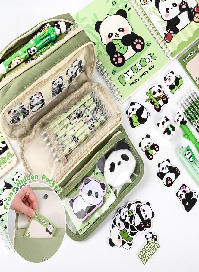 Ulema 78Pcs Cute Stationery Set Cartoon Panda Birthday Gifts for Boys Girls Back to School and Classroom Rewards Office Supplies with Panda BallPoint Pen, Pencils, Erasers, Sticky Notes etc. - Image 4