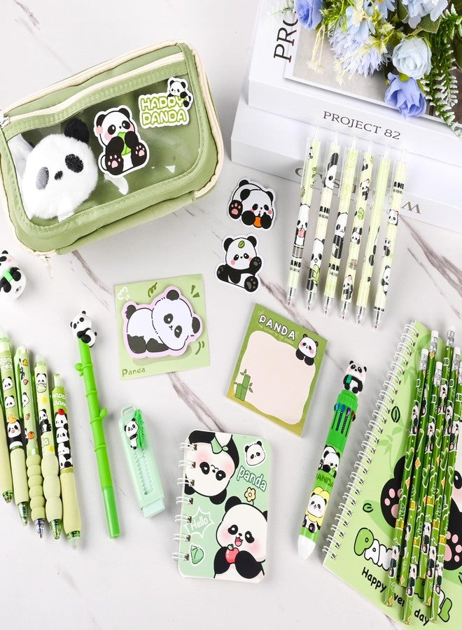 Ulema 78Pcs Cute Stationery Set Cartoon Panda Birthday Gifts for Boys Girls Back to School and Classroom Rewards Office Supplies with Panda BallPoint Pen, Pencils, Erasers, Sticky Notes etc. - Image 5