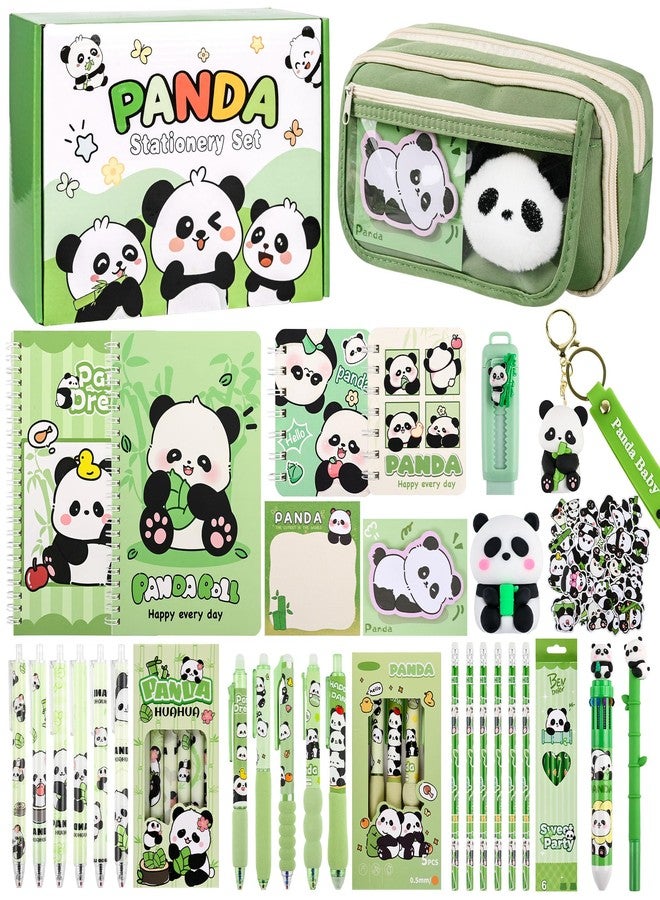 Ulema 78Pcs Cute Stationery Set Cartoon Panda Birthday Gifts for Boys Girls Back to School and Classroom Rewards Office Supplies with Panda BallPoint Pen, Pencils, Erasers, Sticky Notes etc. - Image 1