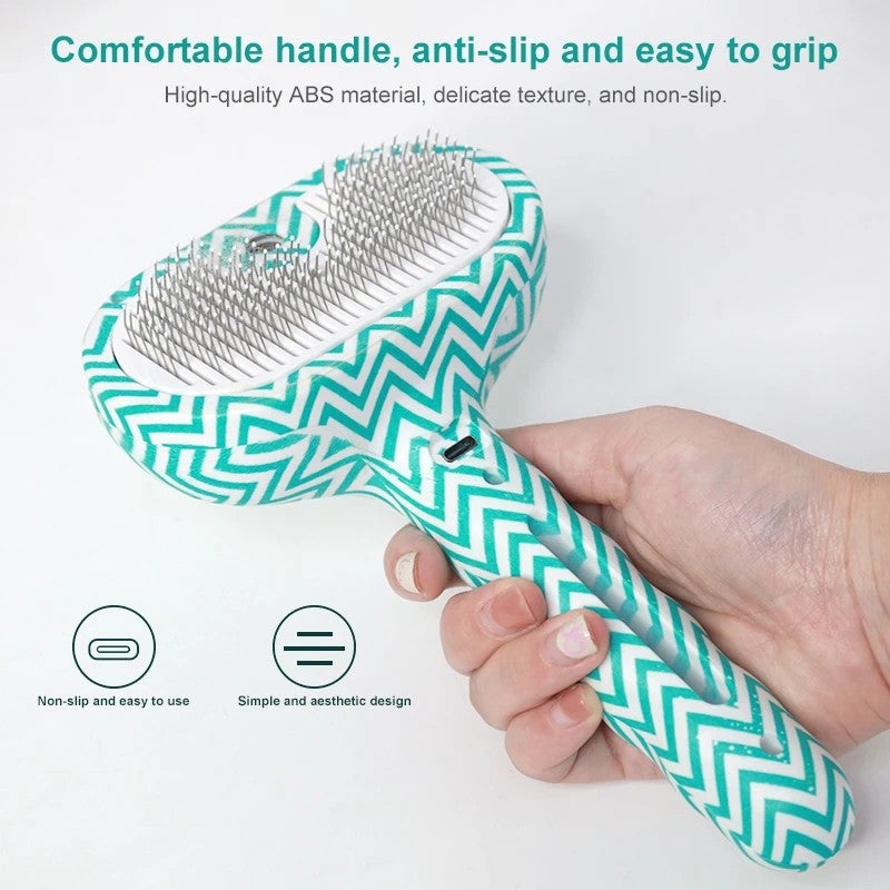 Bluejw Cat Steam Brush - 3-in-1 Steamy Pet Hair Removal Comb for Cats - Self-Cleaning, Anti-Static Grooming Brush - Effective Cat Hair Brushes - Image 1