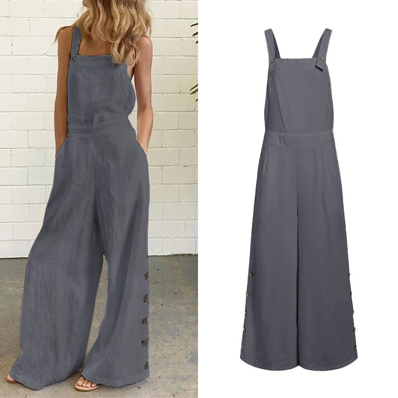 Women'S Overalls Wish New Style Women'S Small Floral Print Side Pocket Loose Overalls - Image 1