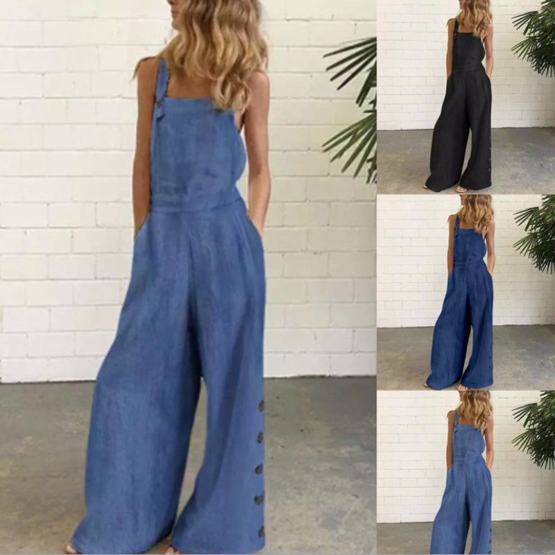 Women'S Overalls Wish New Style Women'S Small Floral Print Side Pocket Loose Overalls - Image 2