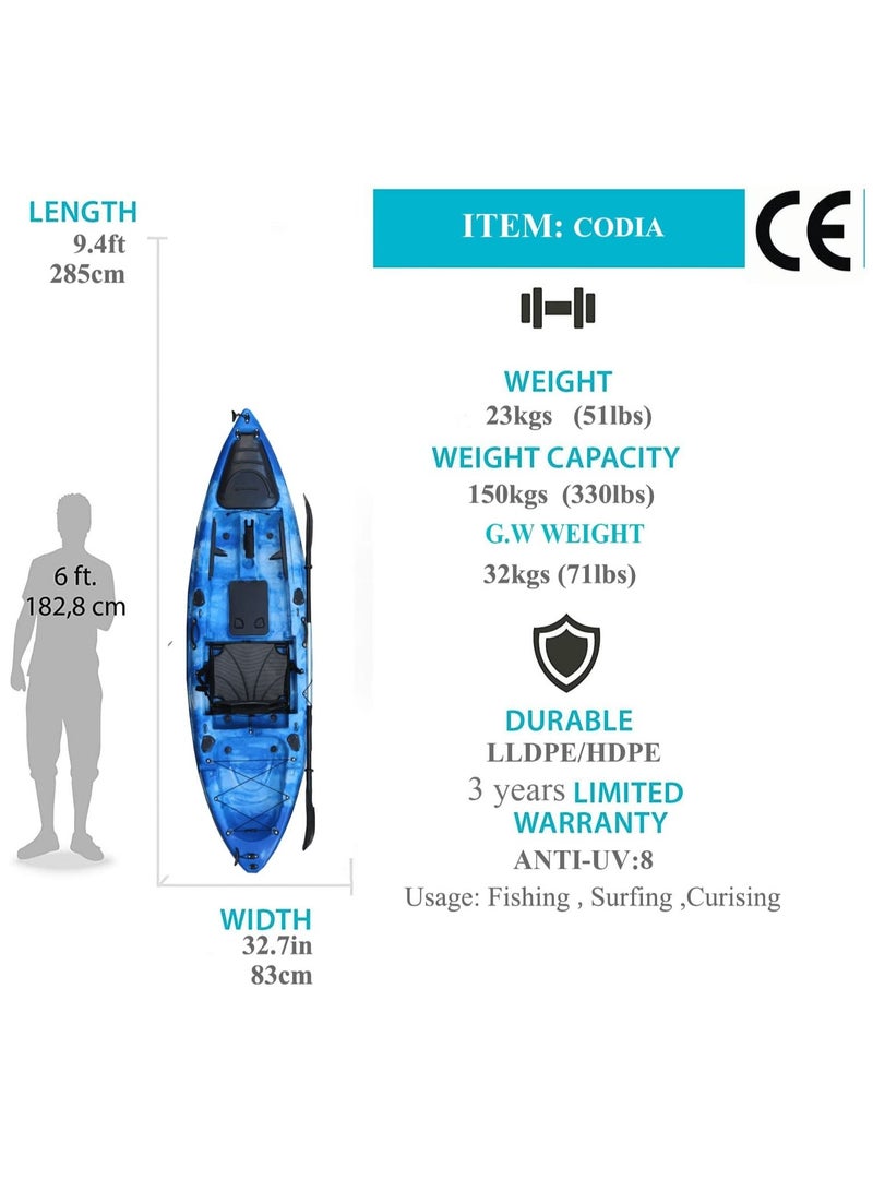 SS Water Sports Kayak 2.85 meters single Green - Image 2