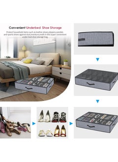 YQbest Under Bed Shoe Storage Organizer Set, 2-Pack Sturdy Underbed Shoe Containers Box with Clear Window,Fits Total 24 Pairs, Foldable Fabric Shoes Organizer For Sneakers,high Heels  - Image 4