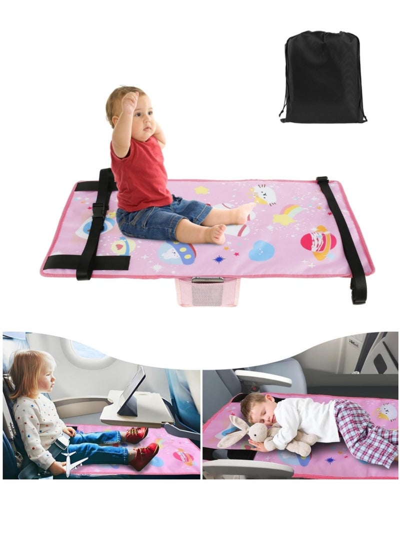 XICEN Kids Airplane Seat Extender Travel Bed, Infants Foldable Car Seat Playmat, Portable Airplane Footrest Flight Sleeping Bed - Image 1