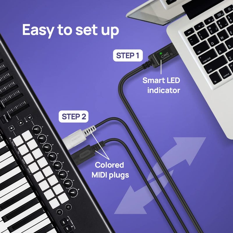CME U2MIDI Pro - High-Speed USB MIDI Cable with Filter and Mapper - Plug & Play USB-to-MIDI Interface for Computer/Laptop/PC to MIDI Instrument/Device - 6.5ft - Image 4