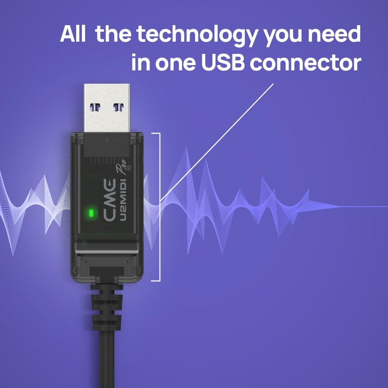 CME U2MIDI Pro - High-Speed USB MIDI Cable with Filter and Mapper - Plug & Play USB-to-MIDI Interface for Computer/Laptop/PC to MIDI Instrument/Device - 6.5ft - Image 2