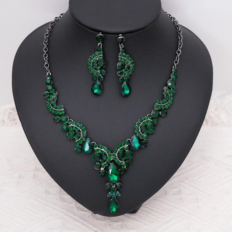 CSY Elegant Crystal Necklace Earrings Bracelet Ring Bridal Wedding Party Costume Jewelry Sets for Brides Women - Image 4