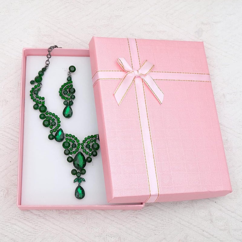 CSY Elegant Crystal Necklace Earrings Bracelet Ring Bridal Wedding Party Costume Jewelry Sets for Brides Women - Image 5