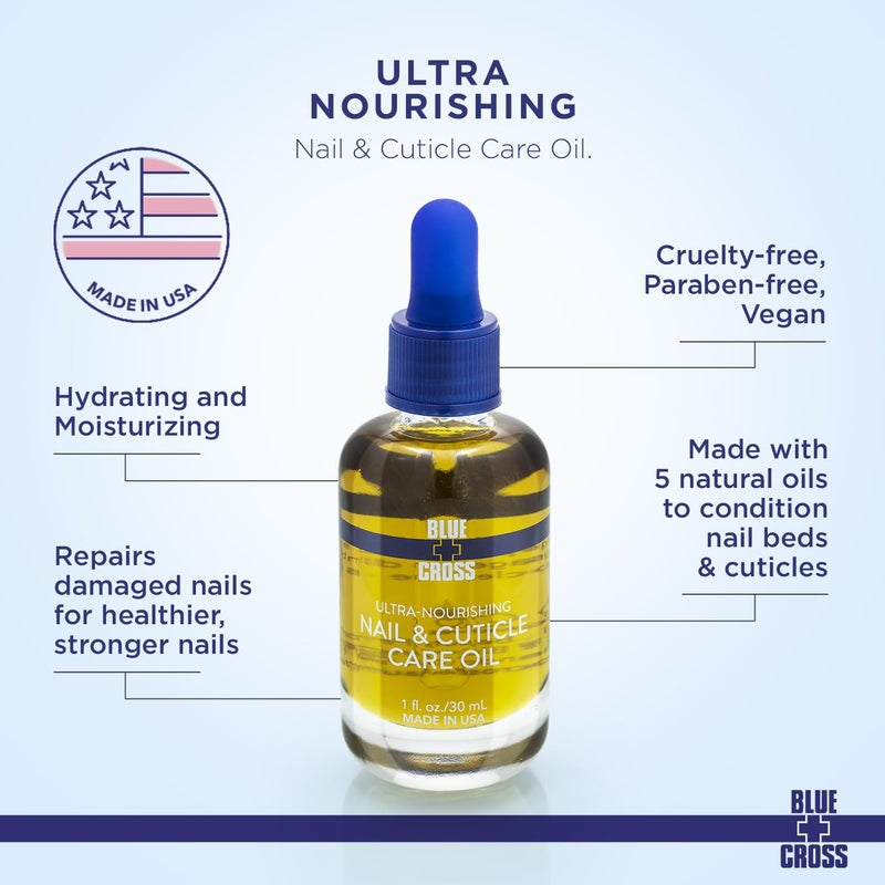 Blue Cross Nail & Cuticle Care Oil, Mineral Oil Free, Hydrating, Moisturizing, All Natural Professional Nail + Cuticle Care, Lemongrass/Lavender Scented Essential Oils, Made in USA, 1 floz/30mL - Image 4