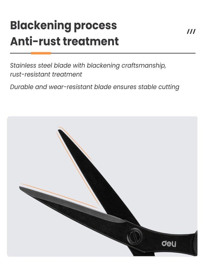 Deli Non-Stick Scissors, 8 Inch Stainless Steel Blades with Soft Grip Handles, Black/White Office Scissors for Paper, Fabric, Craft, Home & School Use (1 Pack) - Image 3