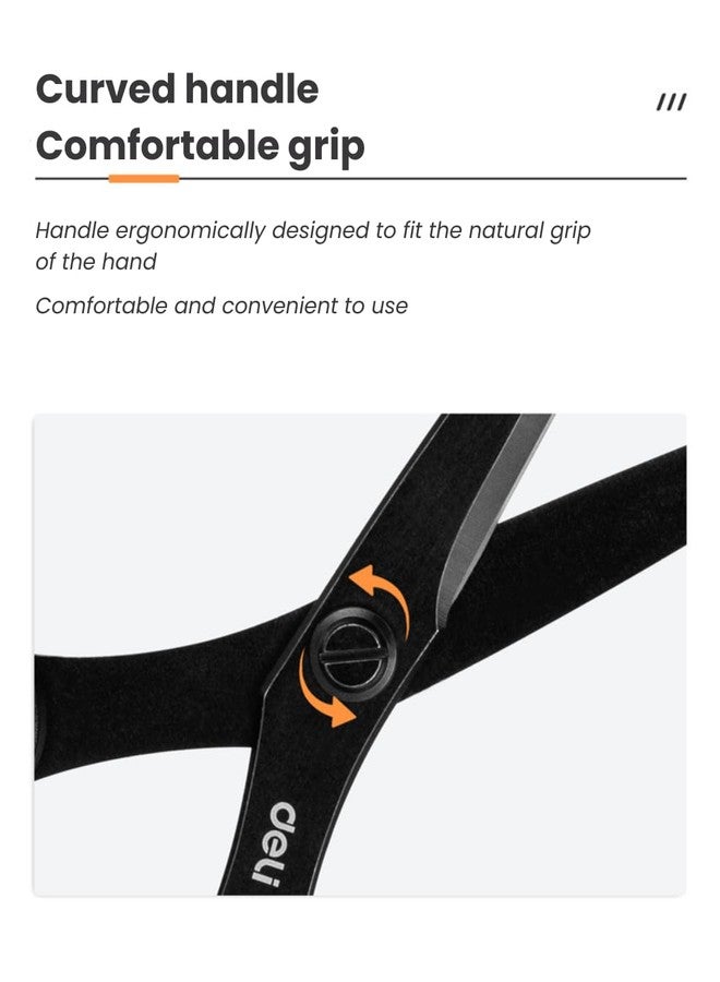 Deli Non-Stick Scissors, 8 Inch Stainless Steel Blades with Soft Grip Handles, Black/White Office Scissors for Paper, Fabric, Craft, Home & School Use (1 Pack) - Image 5