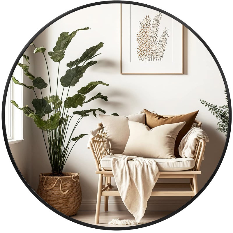 Fabuday Black Circle Mirror for Wall 20 inch Round Mirrors for Bathroom Entryway Living Room Hallway Bedroom Decor Small Matte Framed