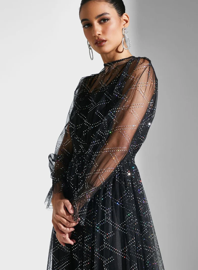 Golden Apple Embellished Evening Dress