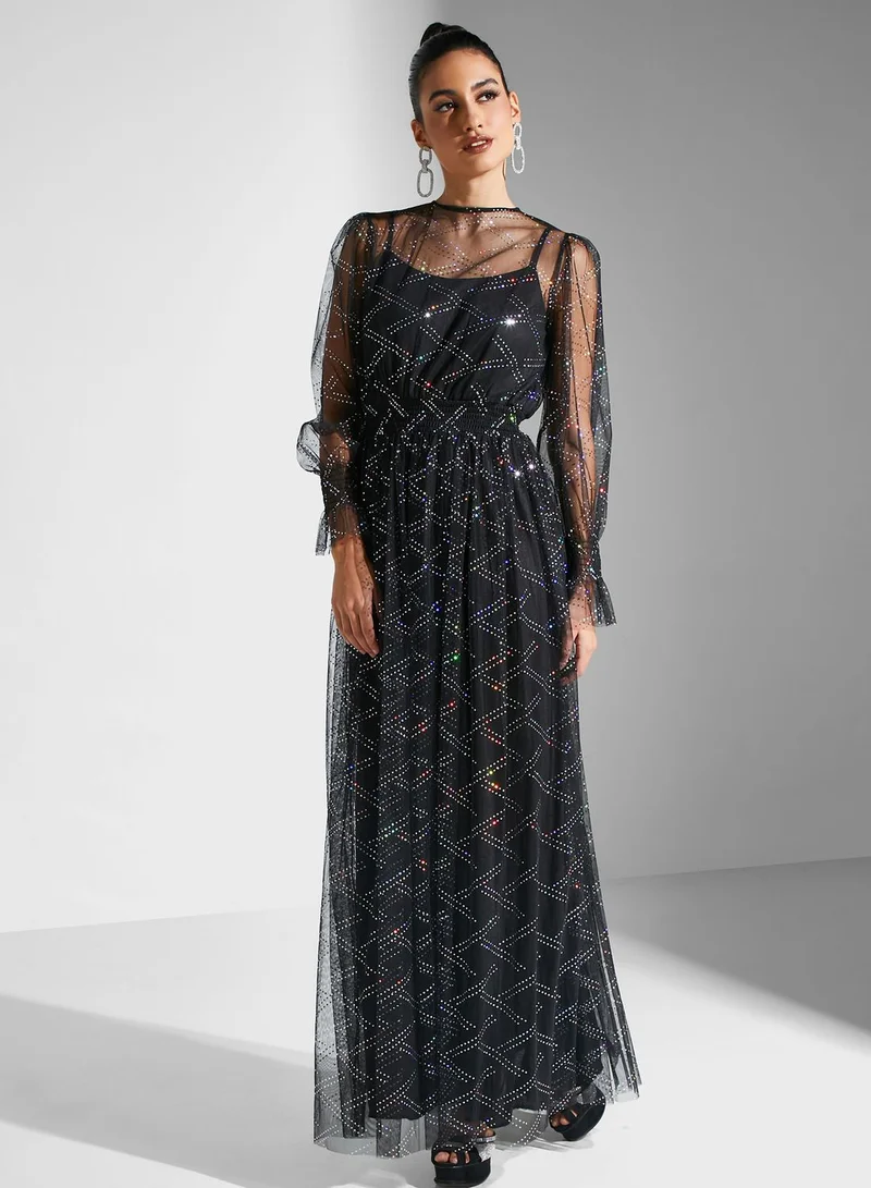 Golden Apple Embellished Evening Dress