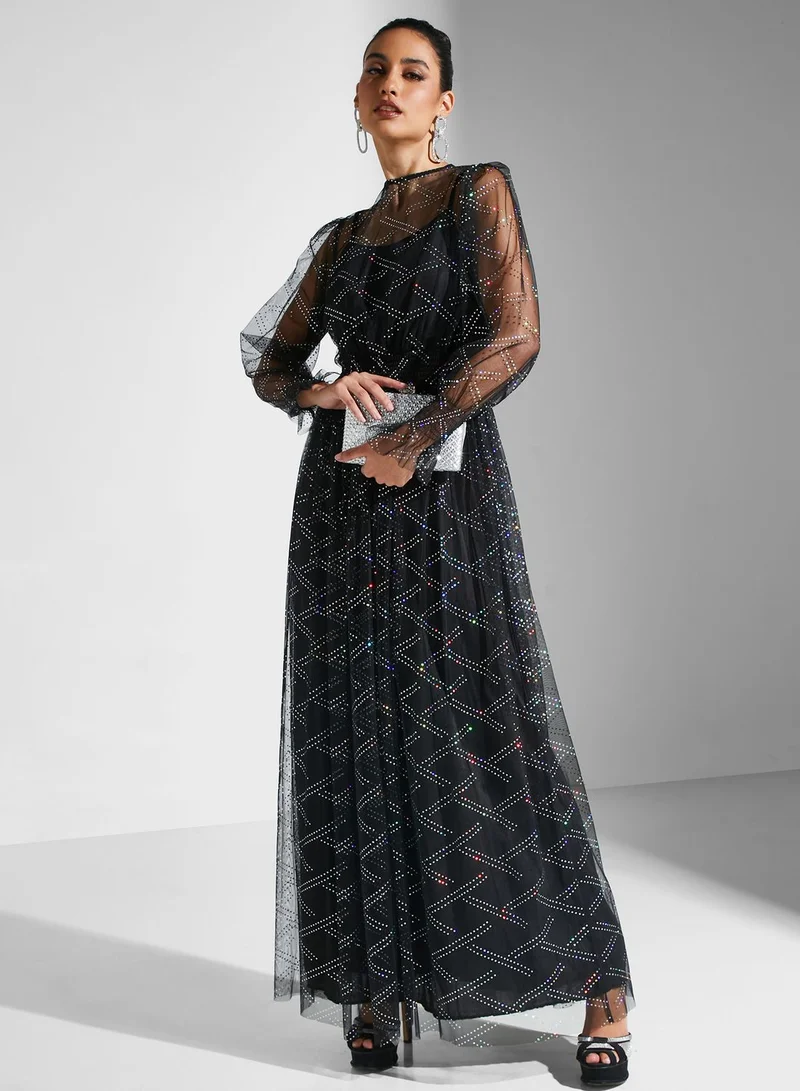 Golden Apple Embellished Evening Dress