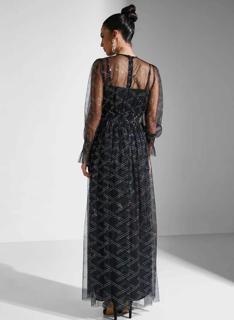Golden Apple Embellished Evening Dress